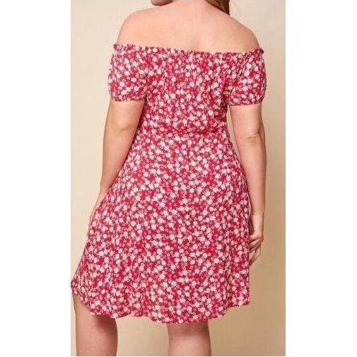 Off Shoulder Floral Dress Dresses 4XL FatGirlSexy LLC off shoulder, Plus size, Sleeveless, SUMMER 