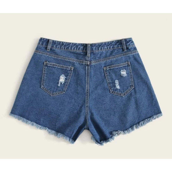 Raw Hem Denim Shorts Shorts 1XL (14) FatGirlSexy destructed, Jeans, Plus size, SEXY, shorts, SUMMER 