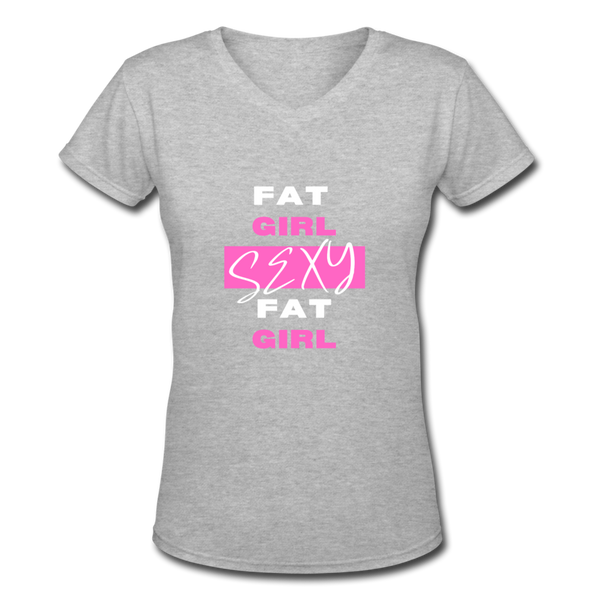 Show The Pink Sexy V-Neck T-Shirt - gray
