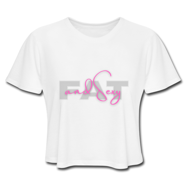 Fat & Sexy Cropped T-Shirt - PINK - white